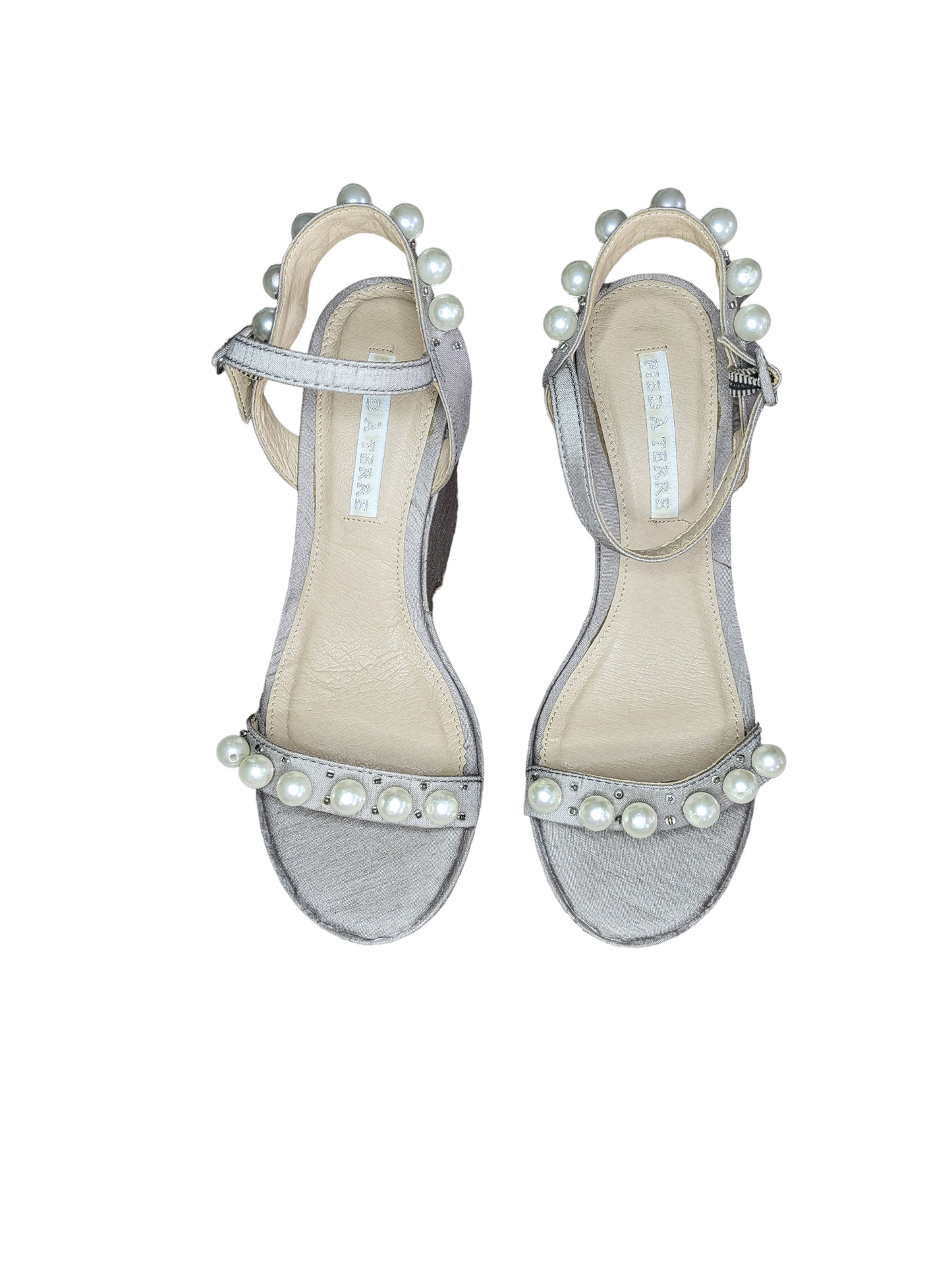 Beige Pearl Detail Platform Wedge | Size 7