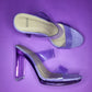 Lavender Perspex Mule Heel with Clear Straps | Size 7