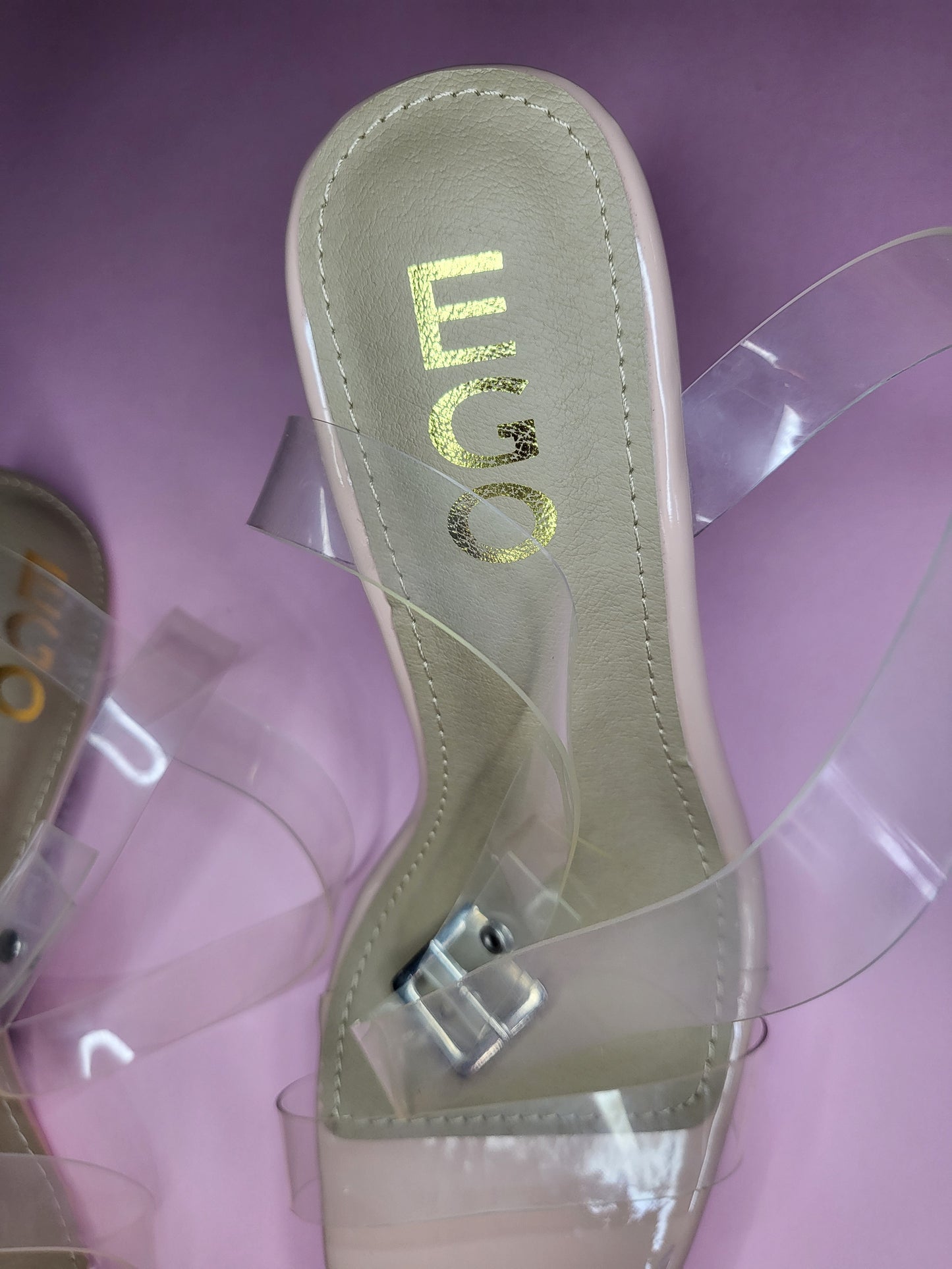 Perspex Nude Heels with Clear Ankle Strap | Size 7