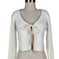 BNWT White Fluffy Tie Cardigan | Size Small