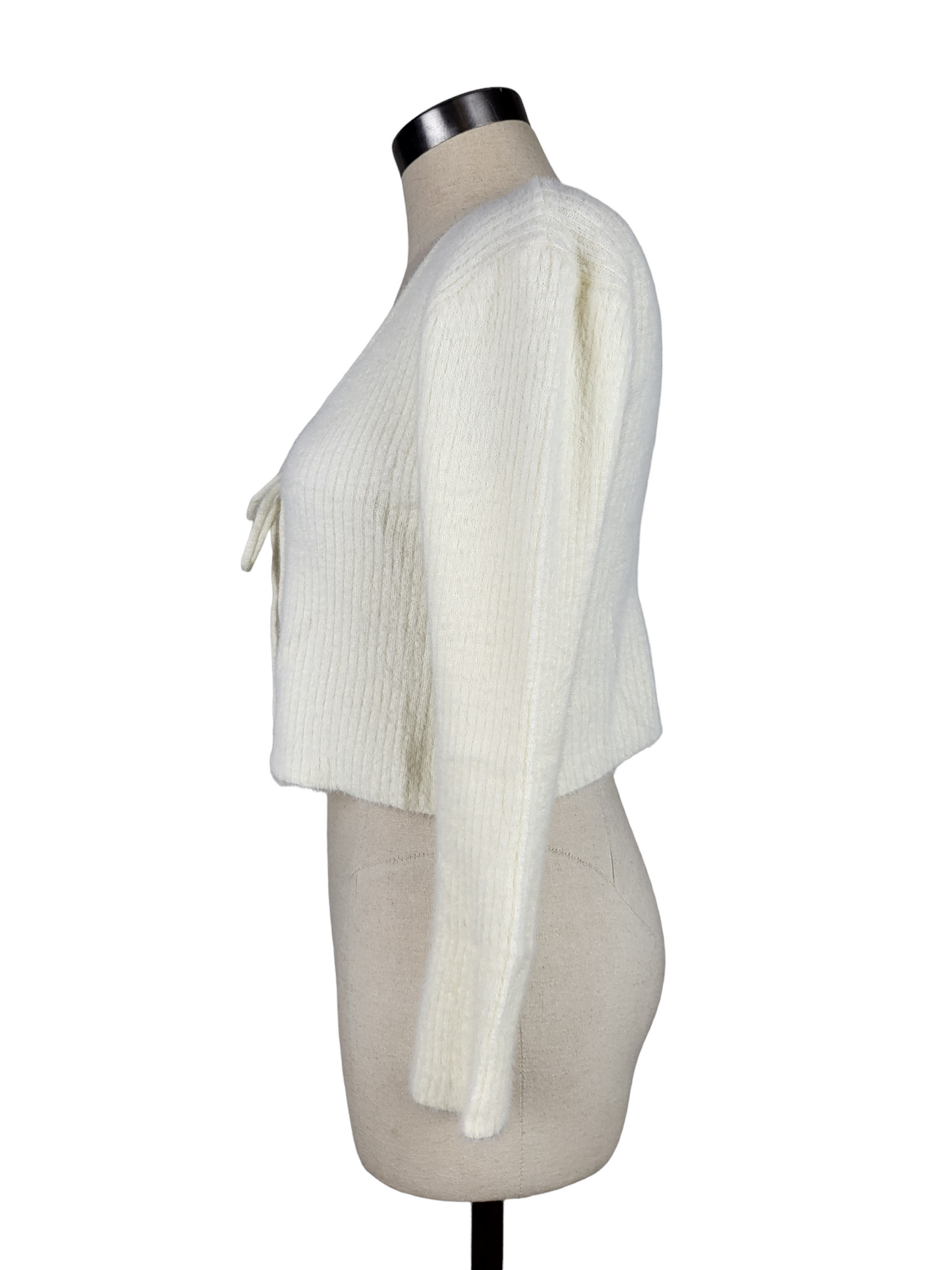 BNWT White Fluffy Tie Cardigan | Size Small