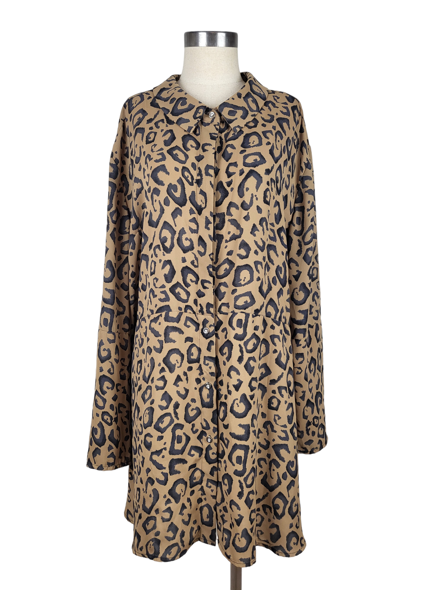 Leopard Shirt Dress | Size Large