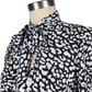 Black and White Leopard Tie Neck Shirt | Size 10