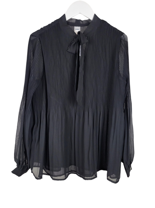 BNWT Black Pleated Necktie Blouse | Size 10