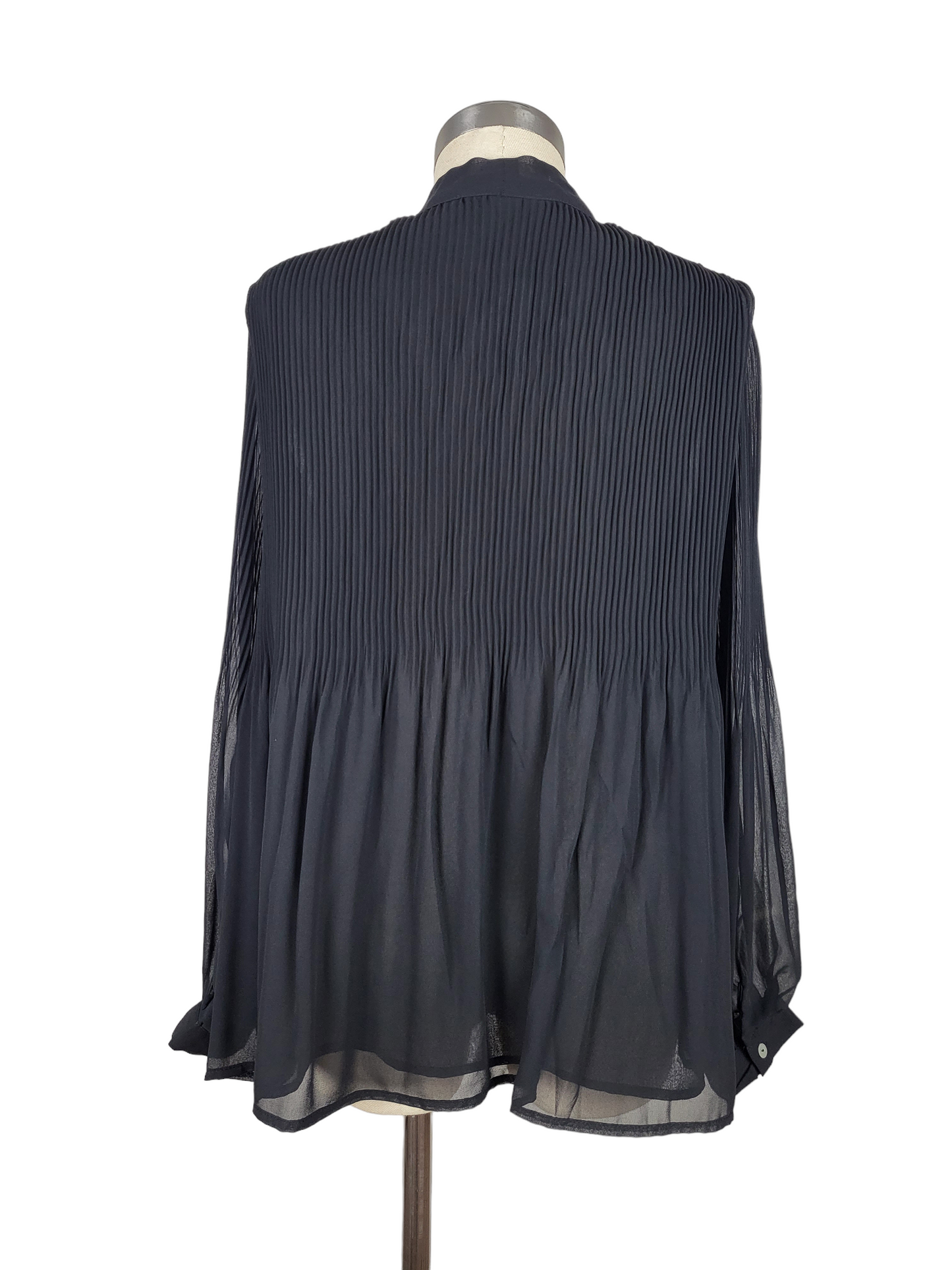 BNWT Black Pleated Necktie Blouse | Size 10