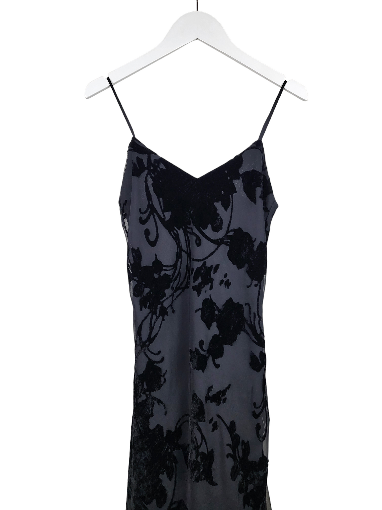 Vintage Black Burn Out Layered Slip Dress | Size 10