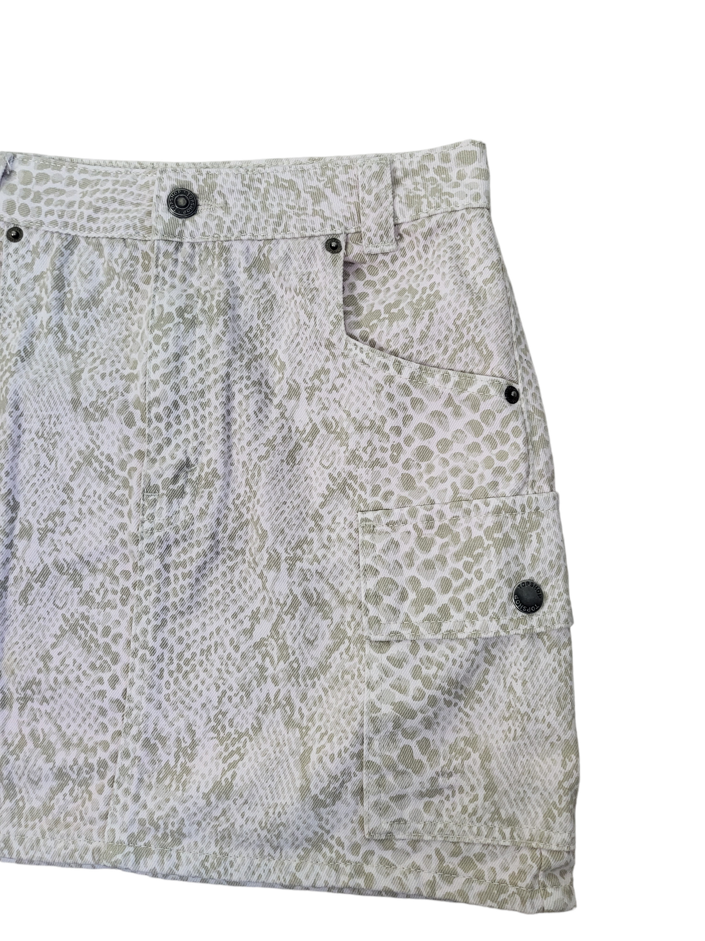 Snakeprint Cargo Mini Skirt | Size 08