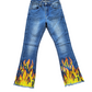 High Waist Blue Denim Flame Flare pants | Size 08