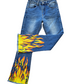 High Waist Blue Denim Flame Flare pants | Size 08