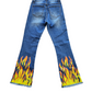 High Waist Blue Denim Flame Flare pants | Size 08