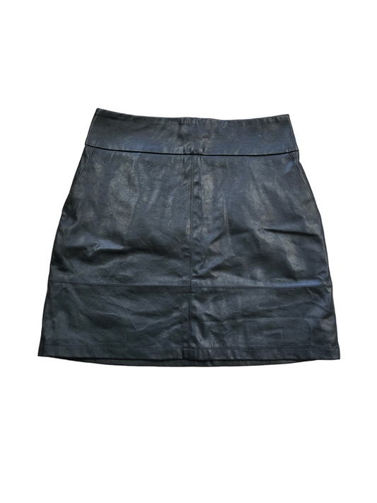 Faux Leather Black Mini Skirt | Size 08