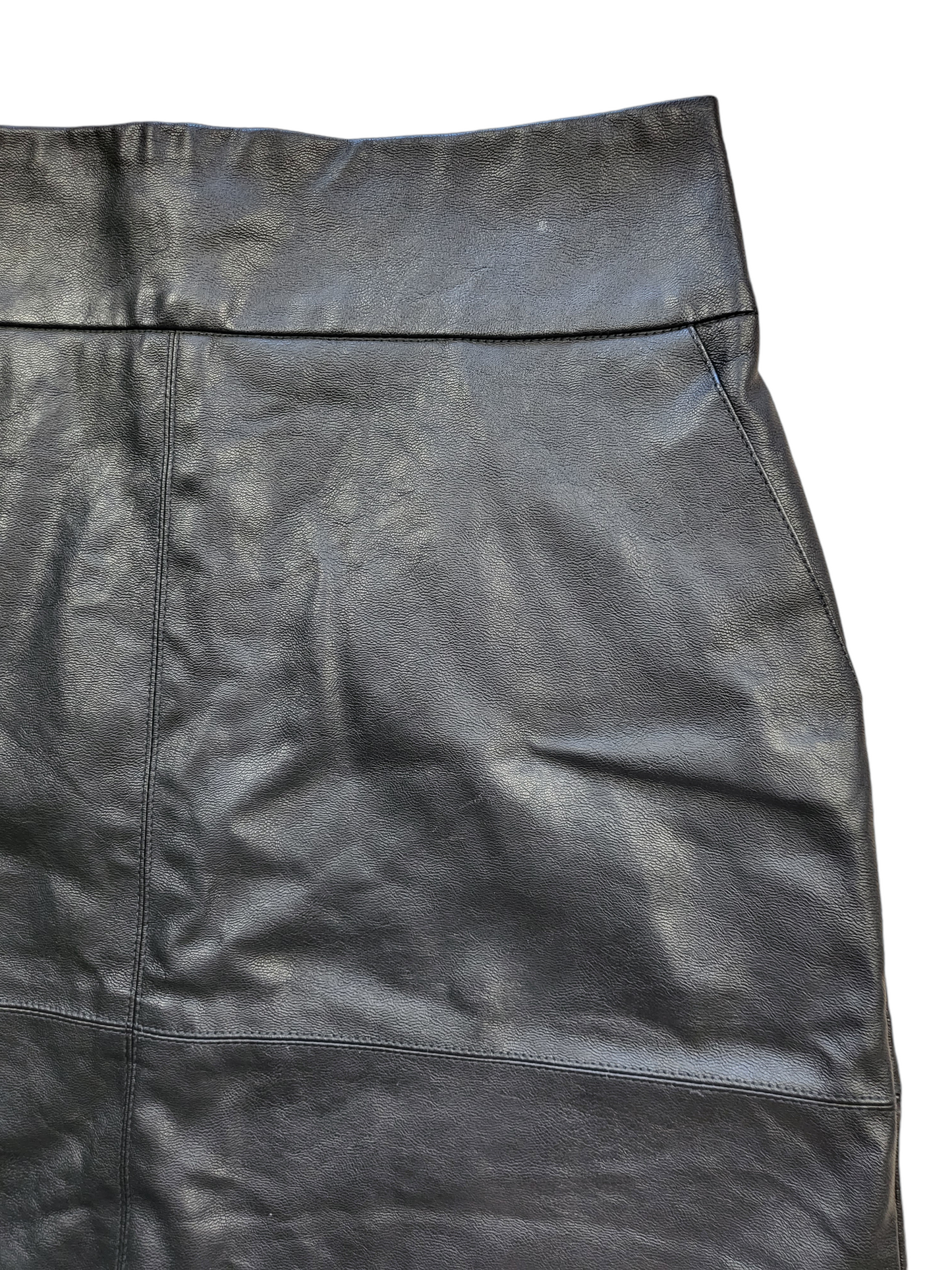 Faux Leather Black Mini Skirt | Size 08