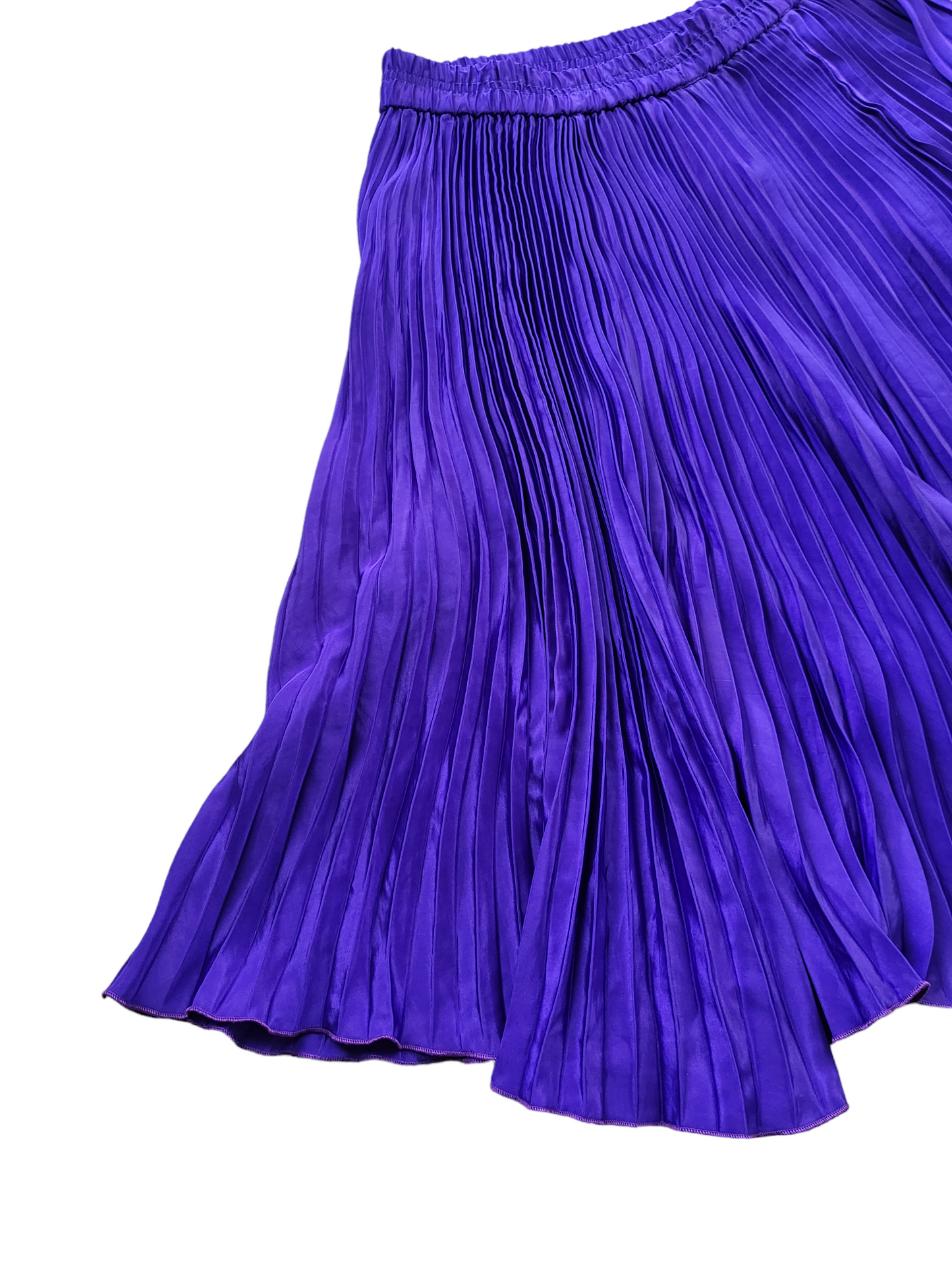 Vintage Purple Pleated Elastic waist Midi Skirt | Size Large