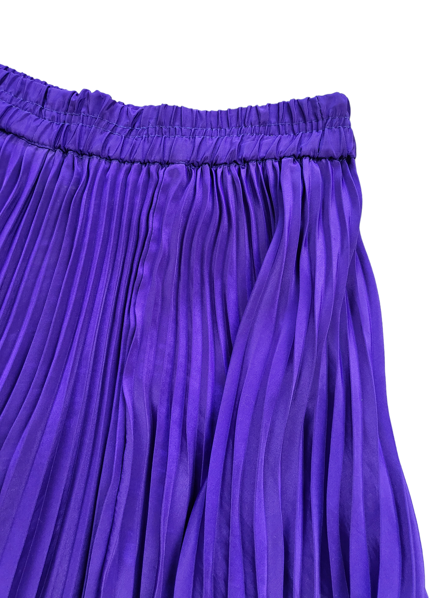 Vintage Purple Pleated Elastic waist Midi Skirt | Size Large