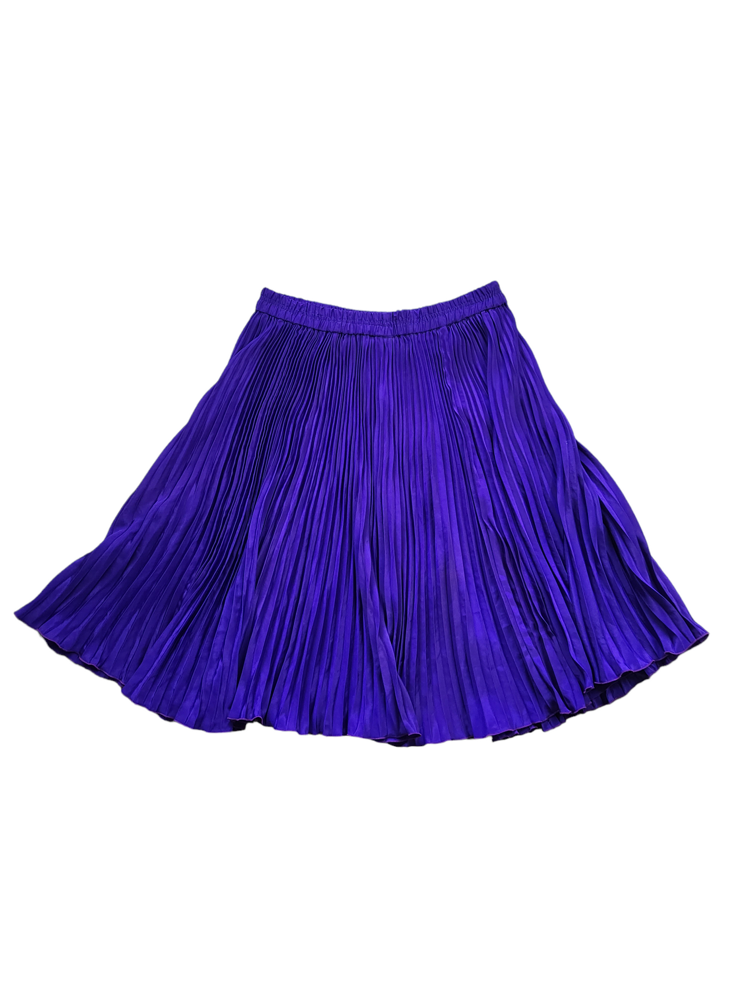 Vintage Purple Pleated Elastic waist Midi Skirt | Size Large