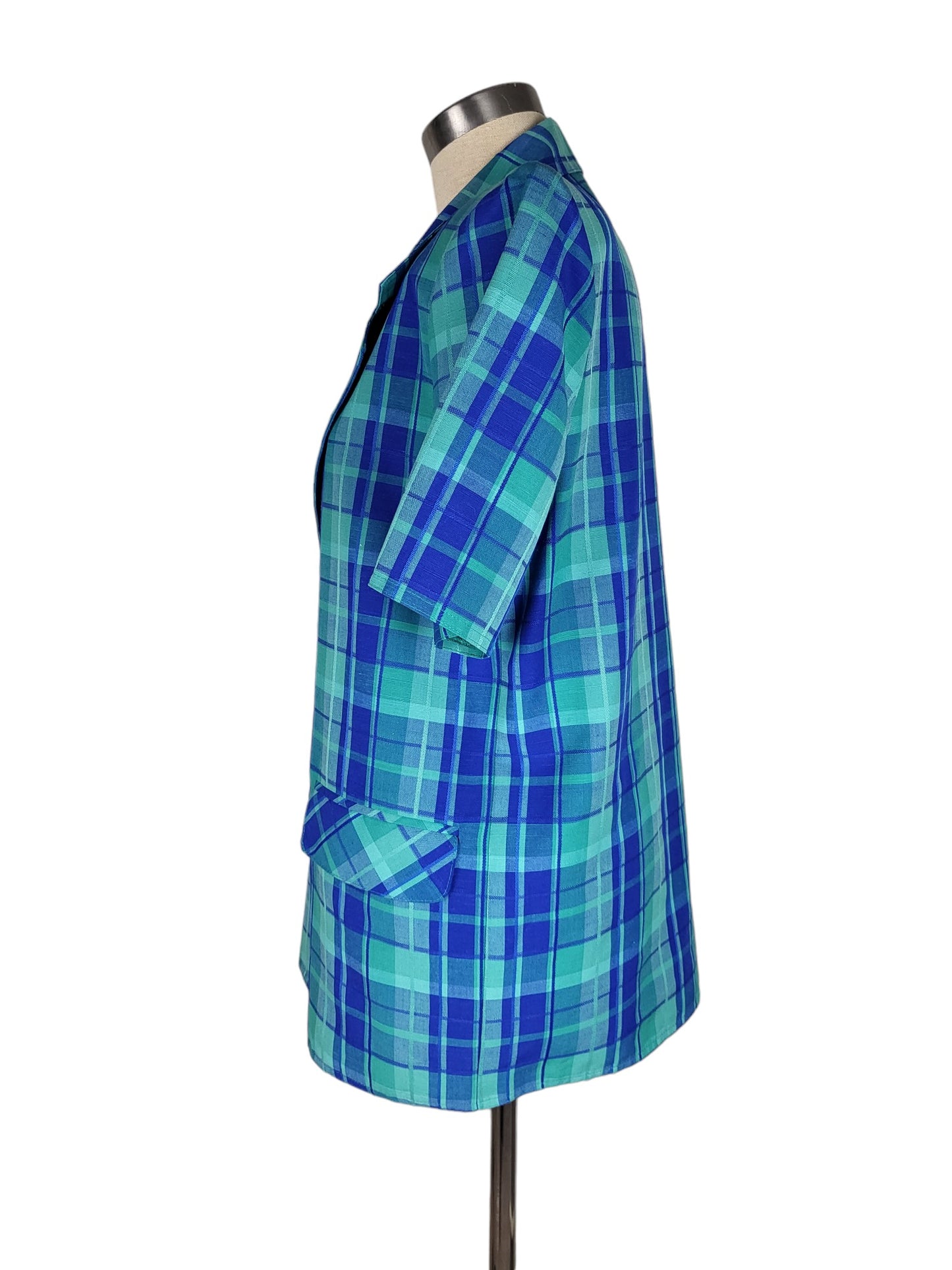 Vintage Blue and Green Tartan Blazer | Size 10