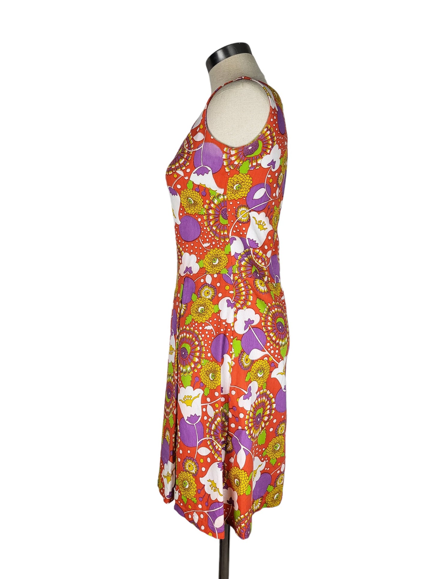 Vintage Sleeveless Vibrant Fitted Dress | Size 08