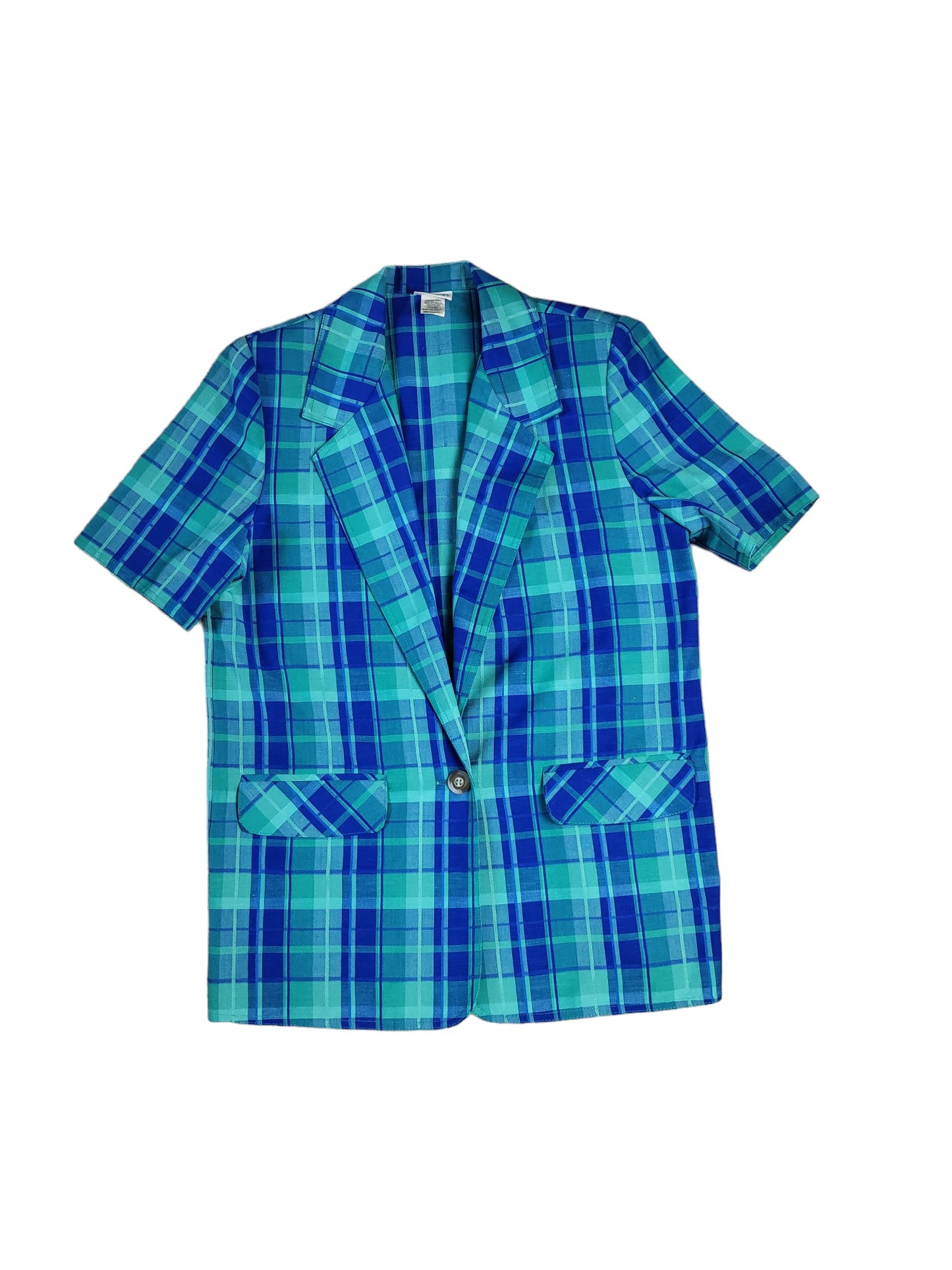 Vintage Blue and Green Tartan Blazer | Size 10