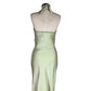 Vintage Backless Green Shimmer Halter Gown | Size 10