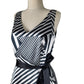 Diana Ferrari - Black and White Satin Evening Dress with waist Tie | Size 12