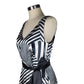 Diana Ferrari - Black and White Satin Evening Dress with waist Tie | Size 12