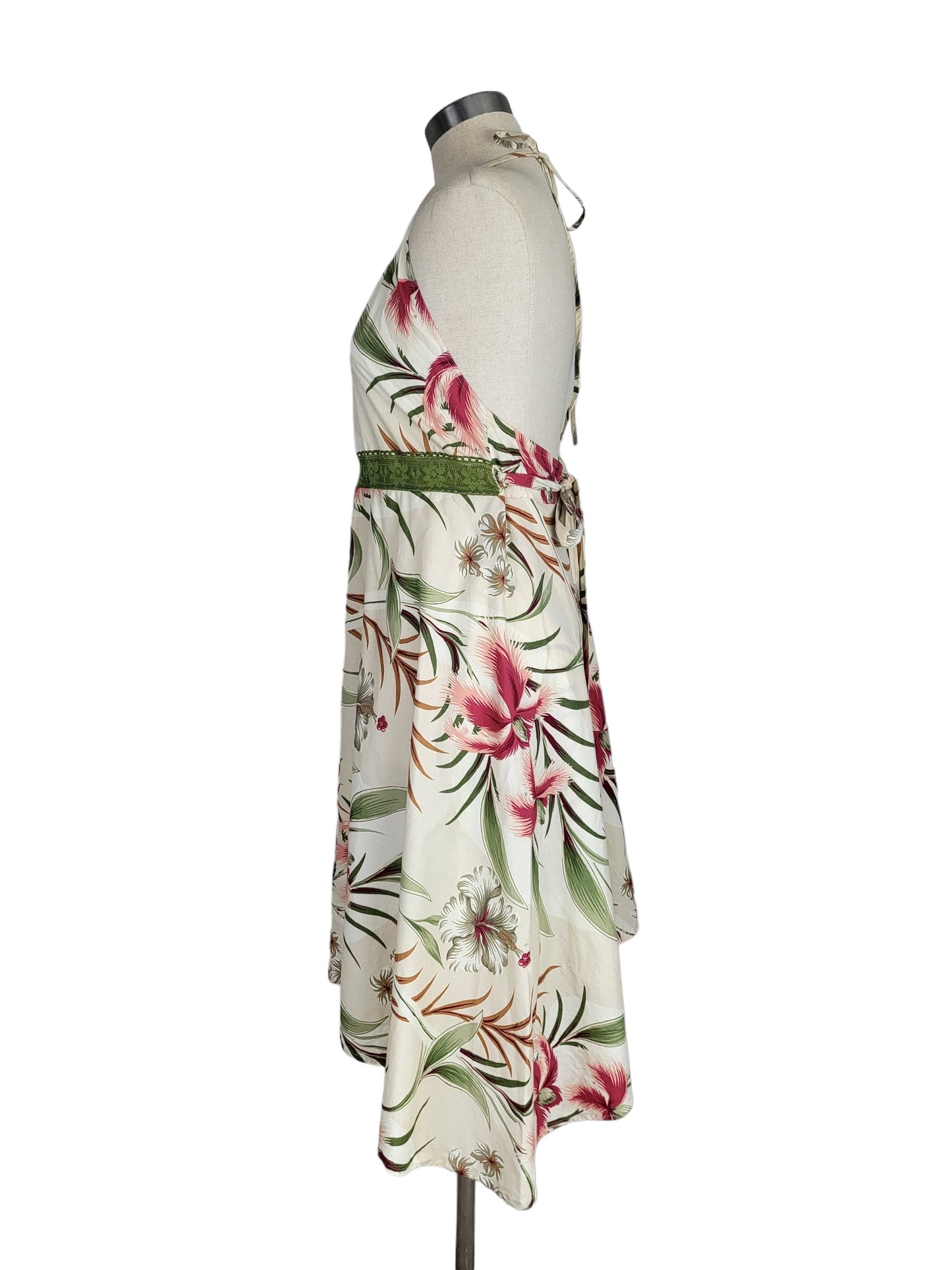 Floral Cotton Wrap Dress with Halter neck | Size Small