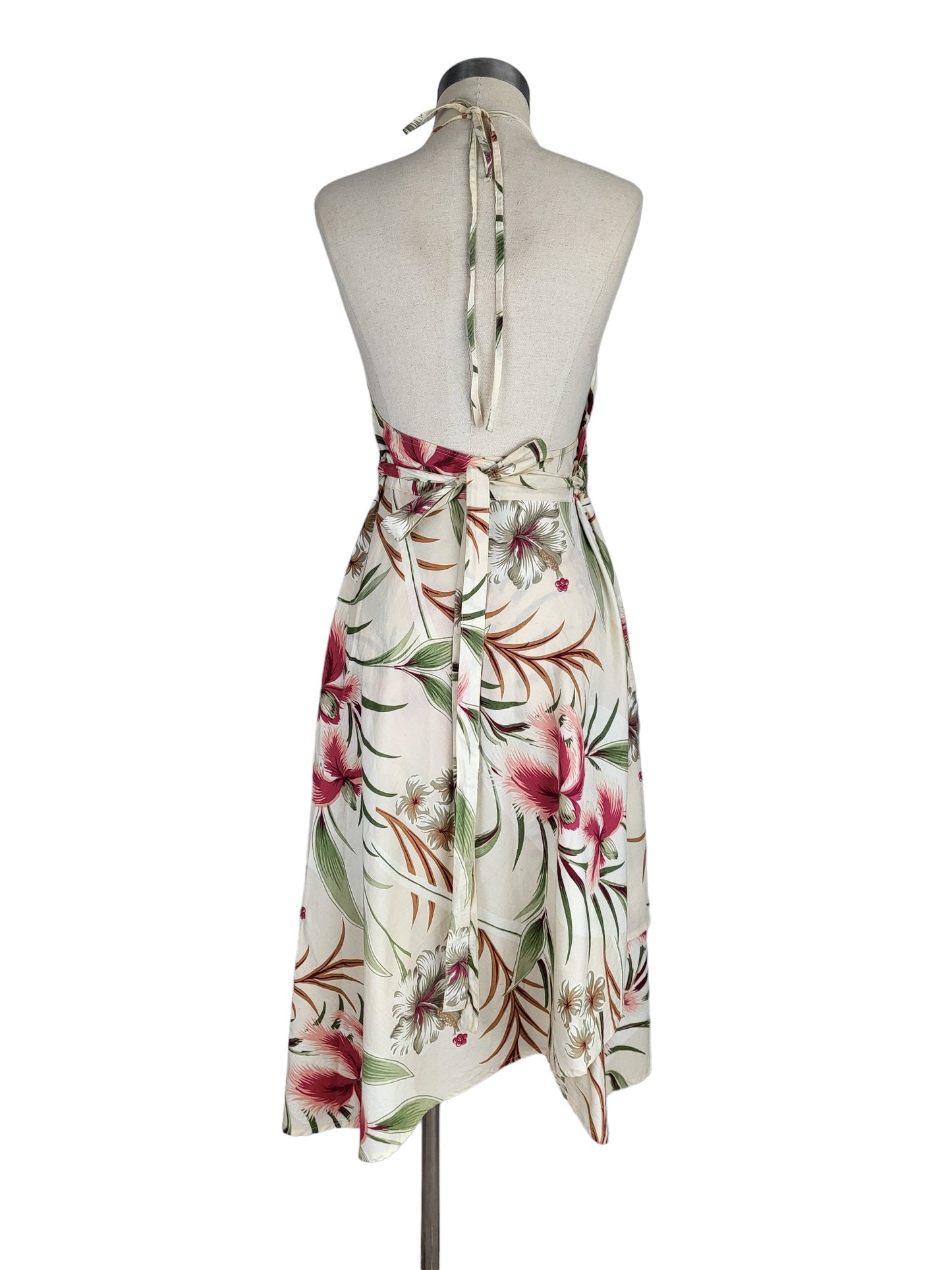 Floral Cotton Wrap Dress with Halter neck | Size Small