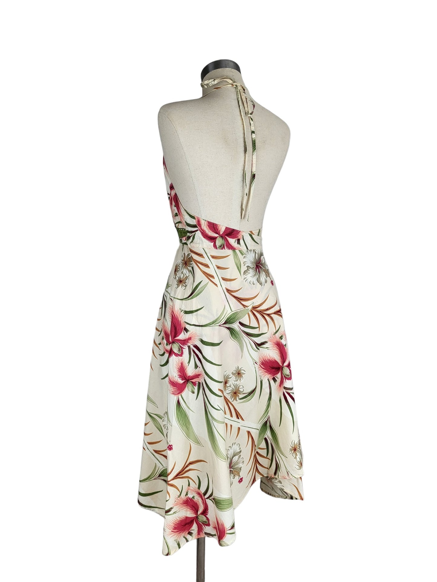 Floral Cotton Wrap Dress with Halter neck | Size Small