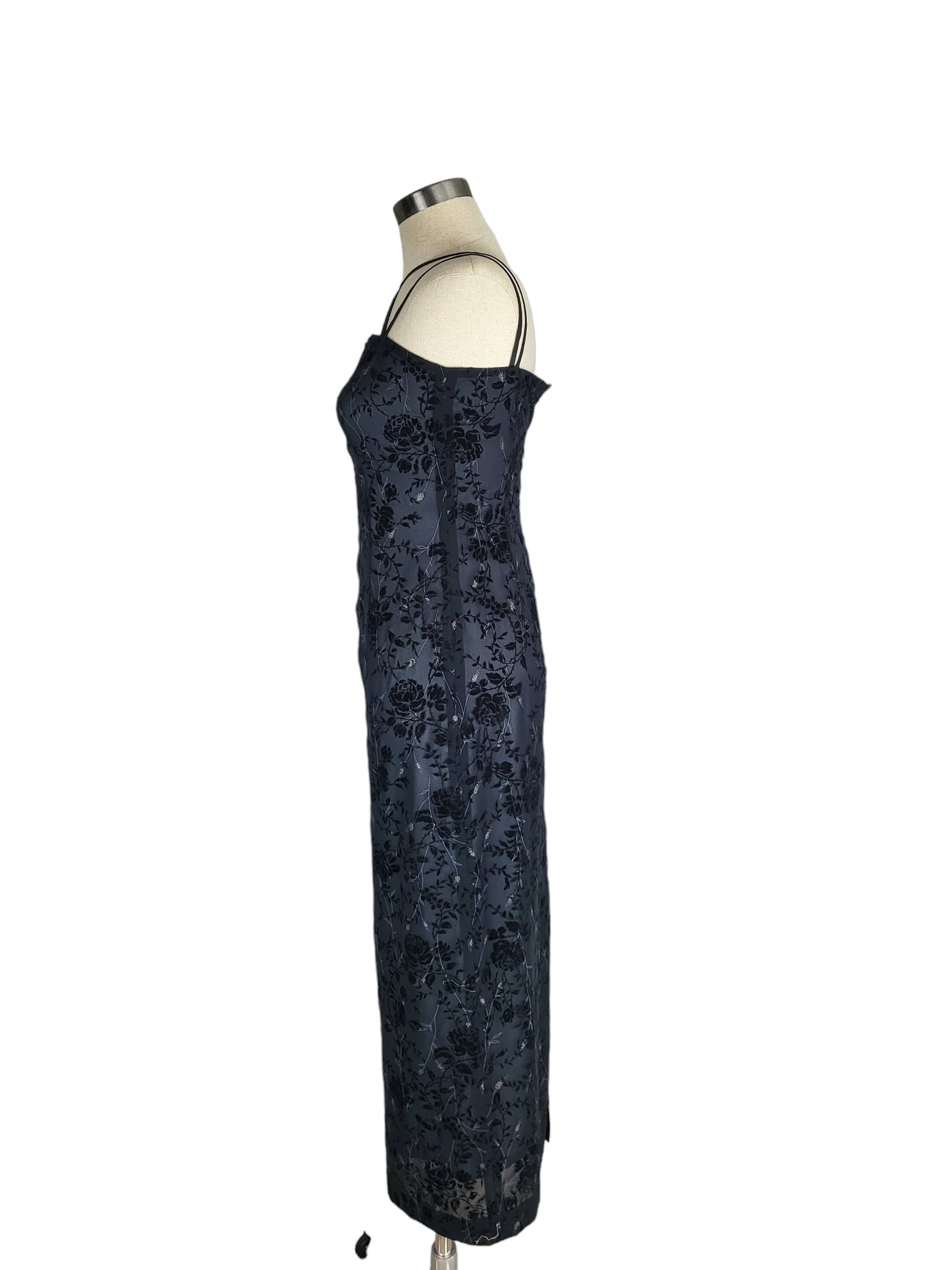 Vintage Rose Velvet Burn out Evening Dress | Size S