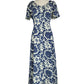 Vintage Button front Print Maxi Dress with Tie back waist | Size 10