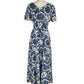 Vintage Button front Print Maxi Dress with Tie back waist | Size 10