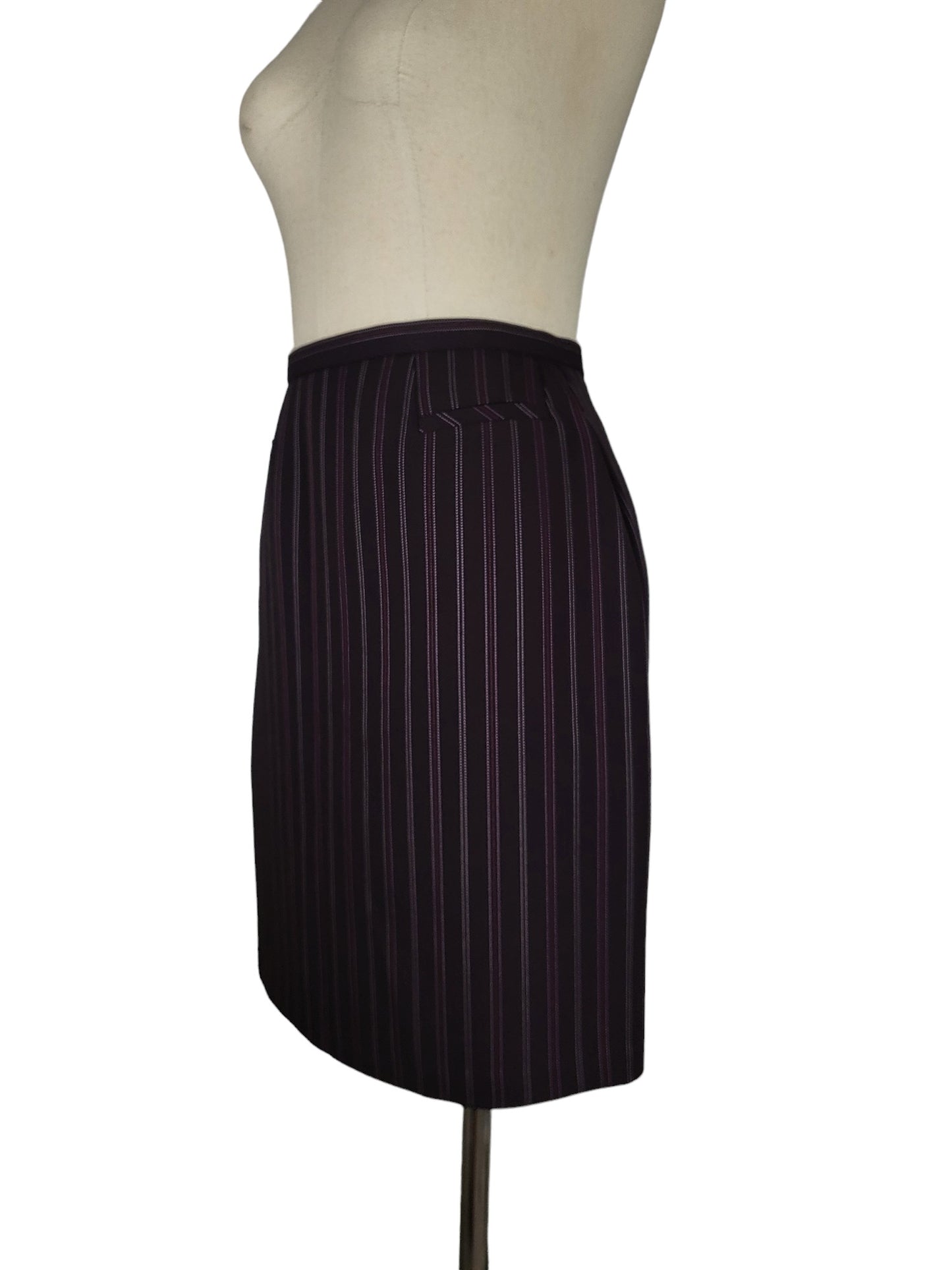 Katies - Maroon Pinstripe Mini Skirt | Size 10