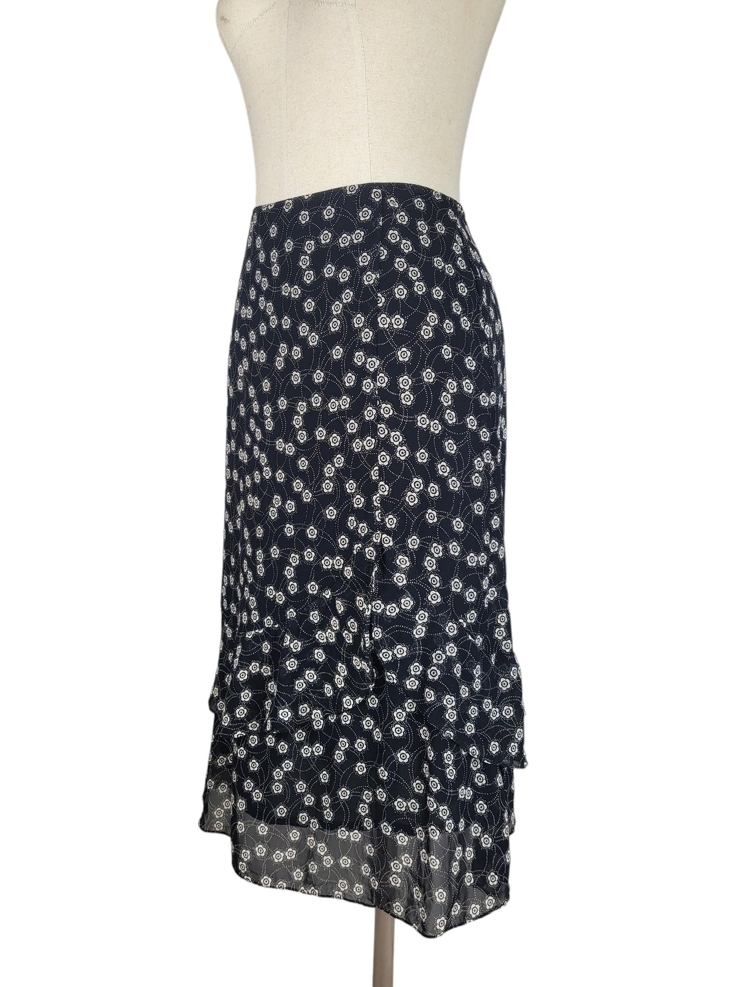 Perri Cutten - Floral Ruffle Midi Skirt | Size 12