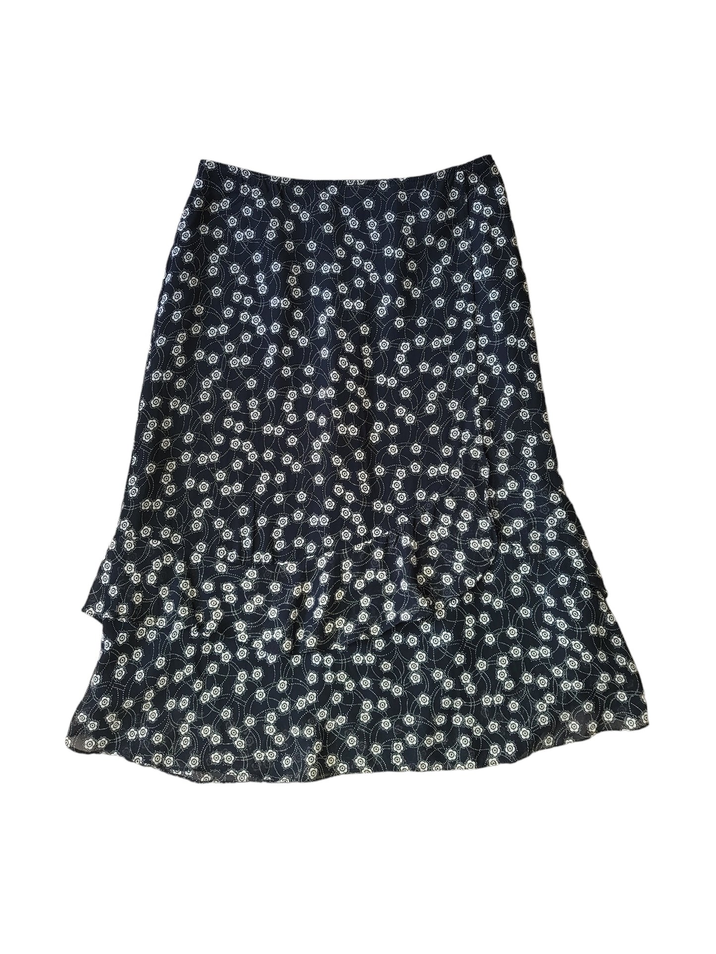 Perri Cutten - Floral Ruffle Midi Skirt | Size 12