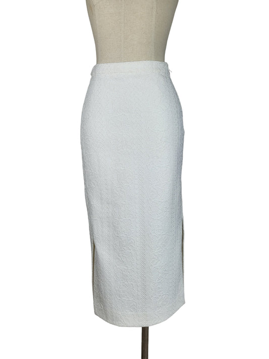 Scanlan Theodore White Lace Silk Lined Pencil Skirt | Size 10