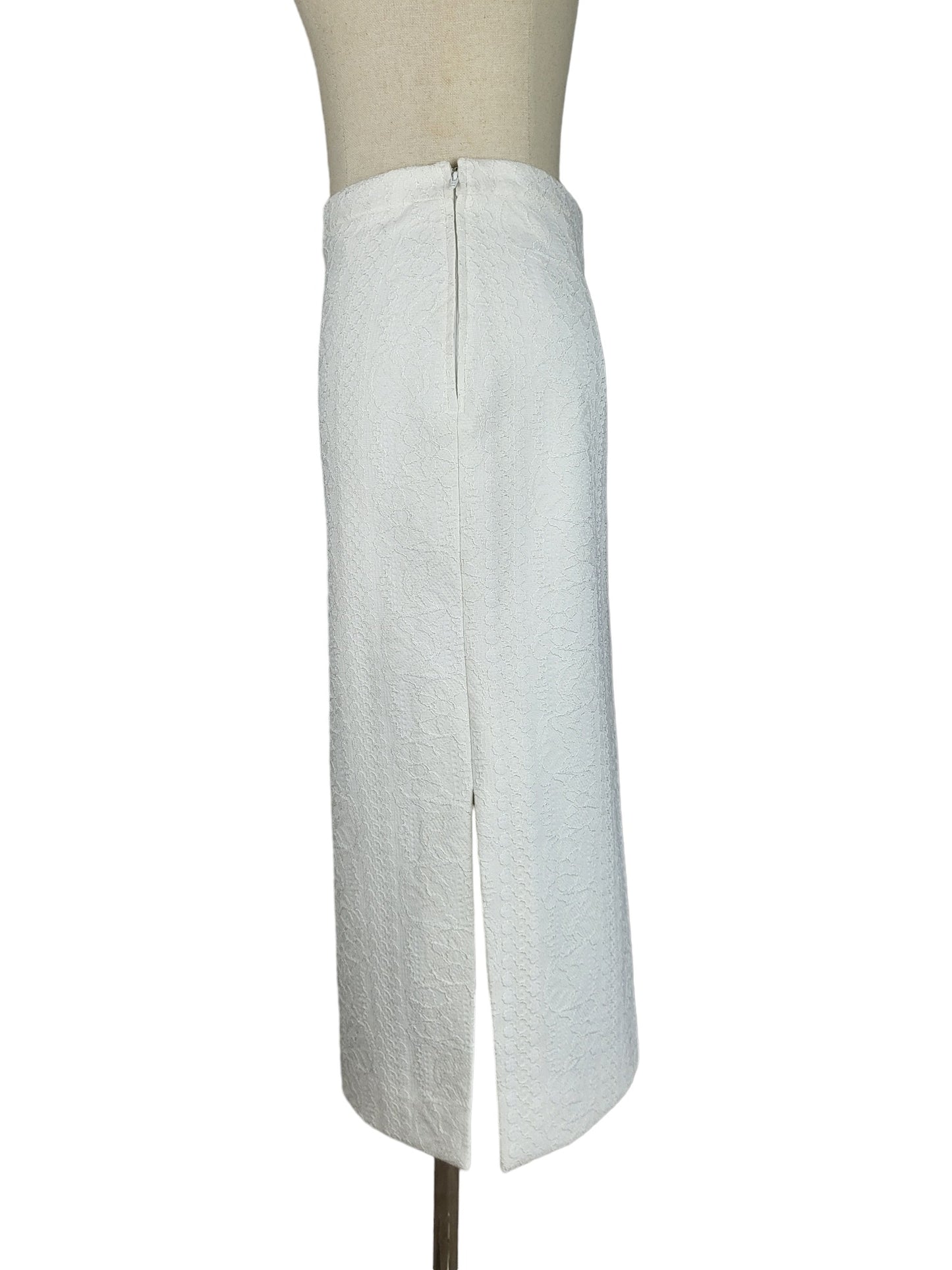 Scanlan Theodore White Lace Silk Lined Pencil Skirt | Size 10