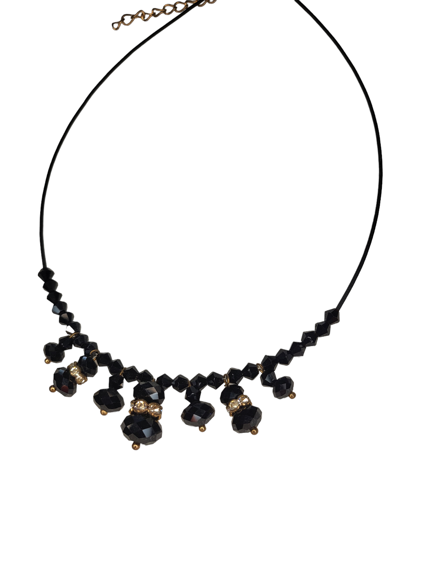 Black Crystal Beaded Necklace