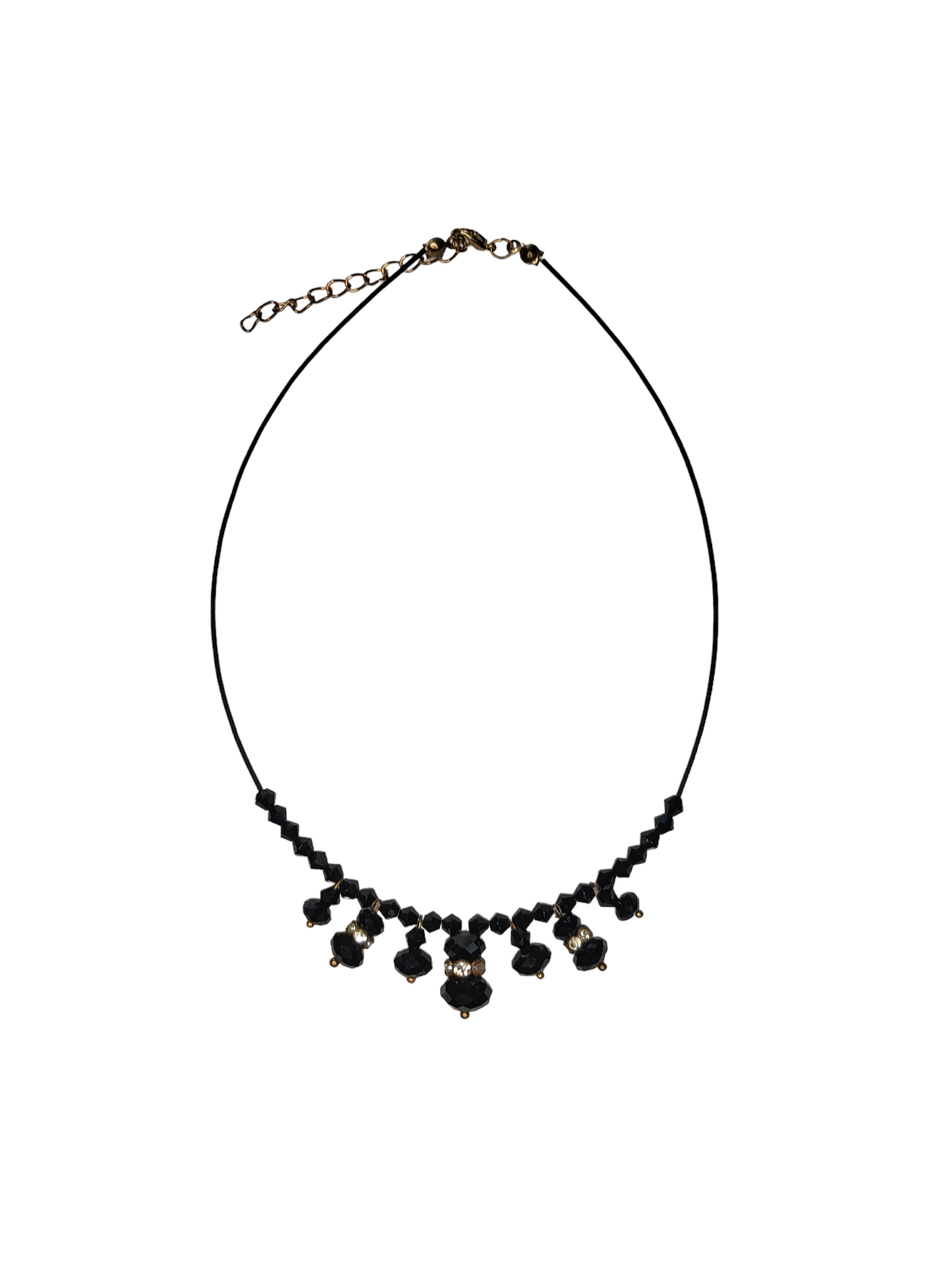 Black Crystal Beaded Necklace