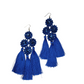 Blue Tassel Statement Earring