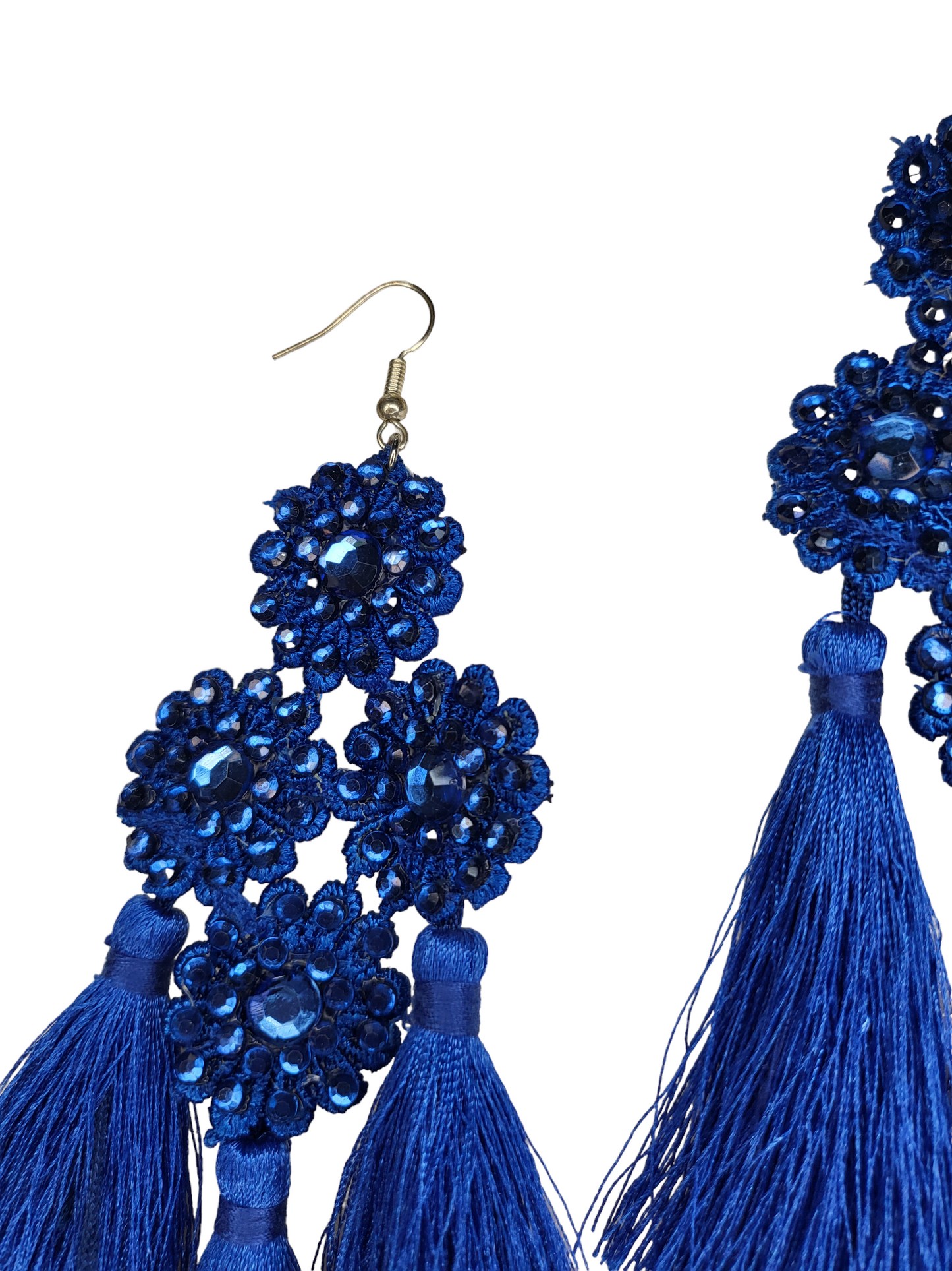 Blue Tassel Statement Earring