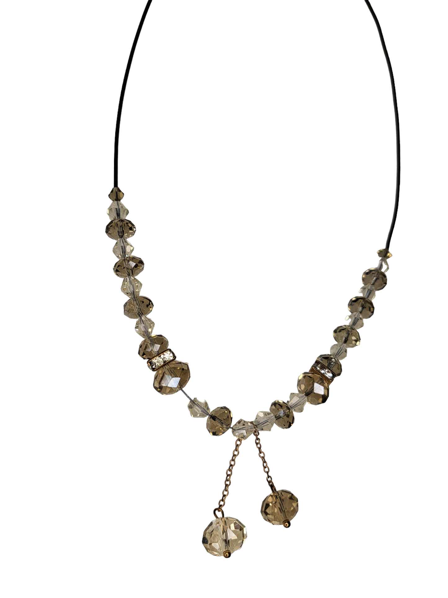 Champagne Crystal Pendant Beaded Necklace