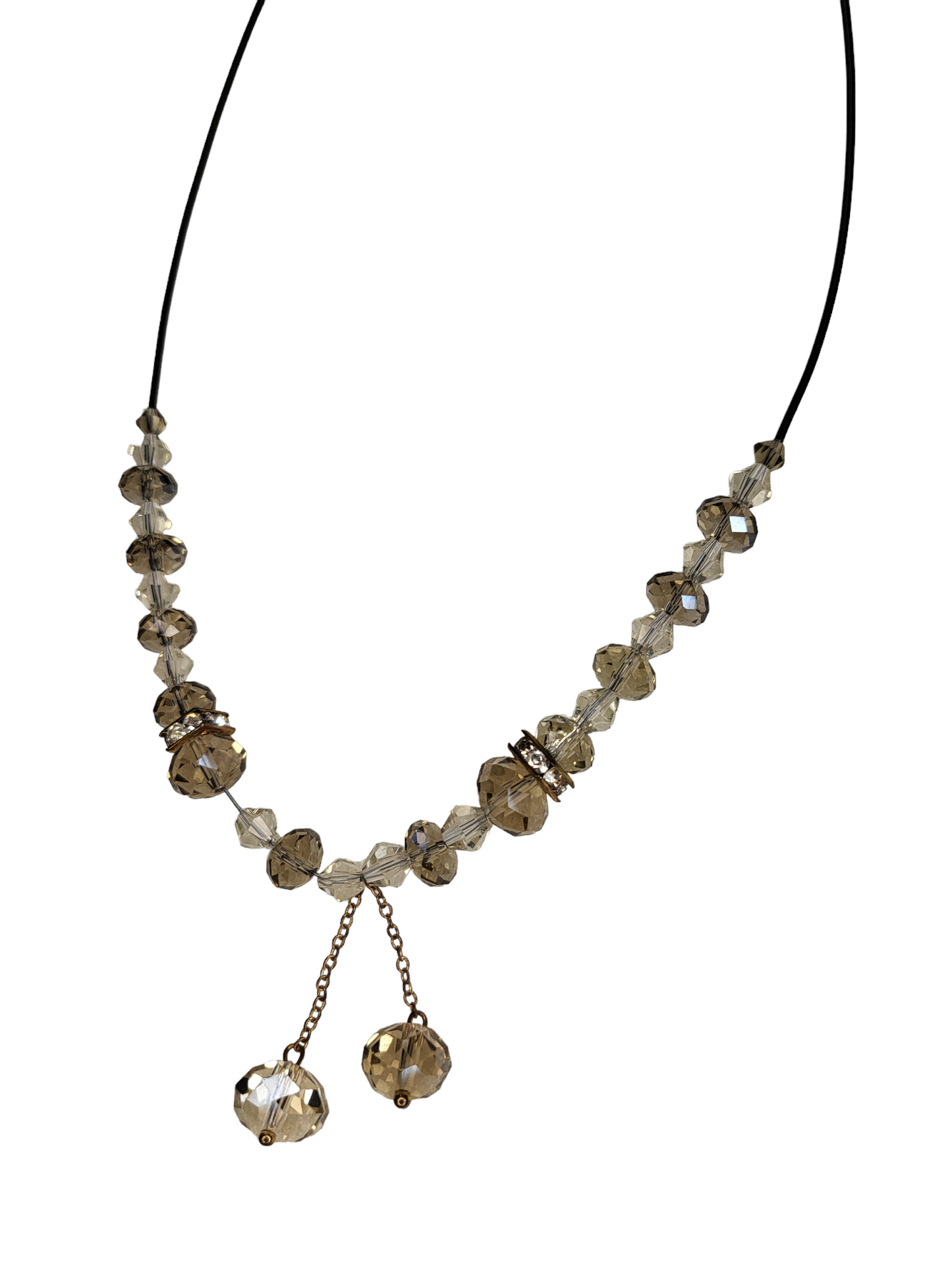 Champagne Crystal Pendant Beaded Necklace