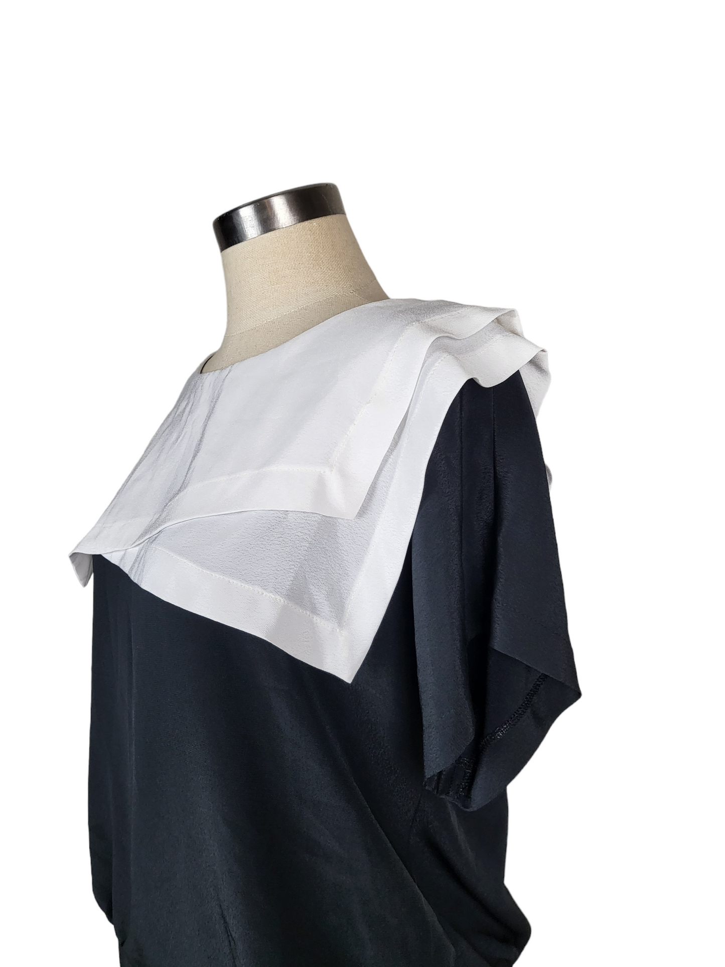 Vintage Black and White Chiffon Blouse | Size 12