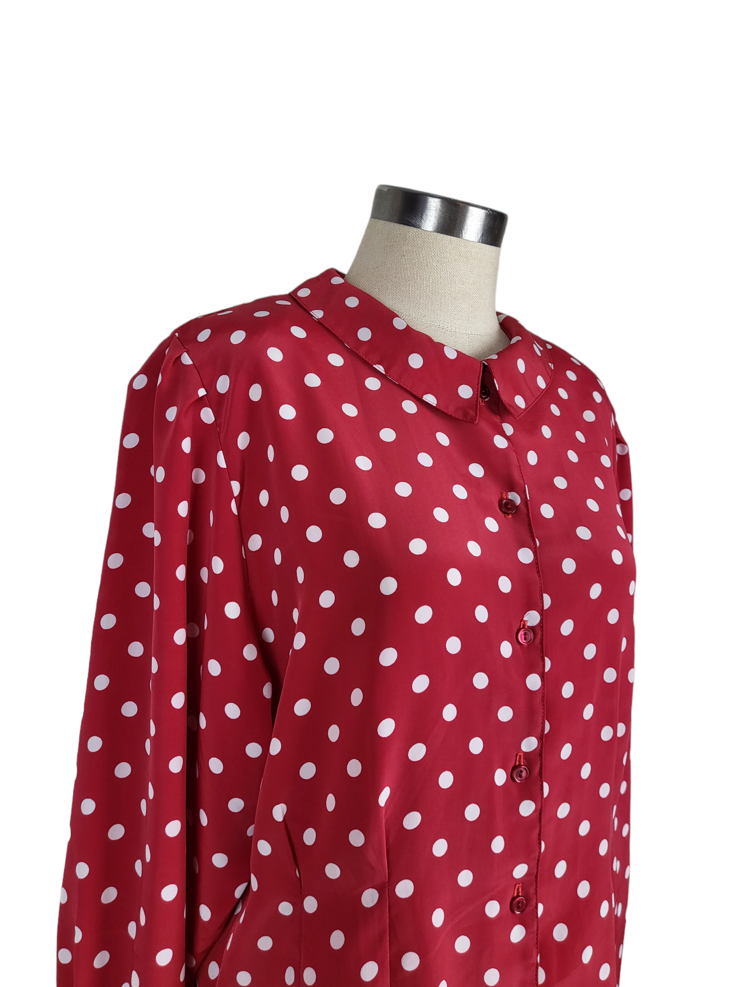 Vintage Red and White Polka Dot Shirt | Size 10