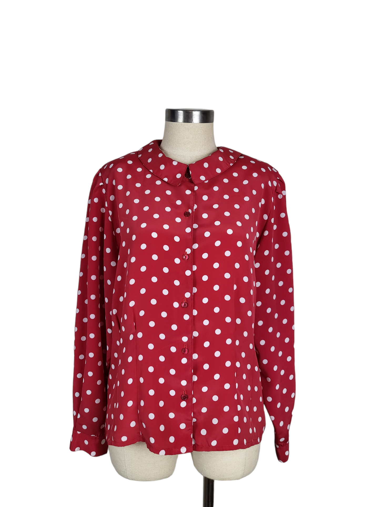 Vintage Red and White Polka Dot Shirt | Size 10