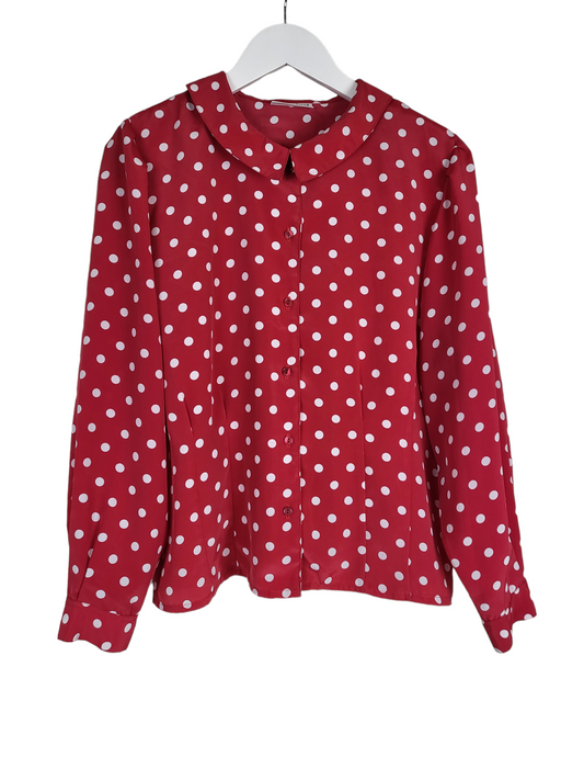 Vintage Red and White Polka Dot Shirt | Size 10