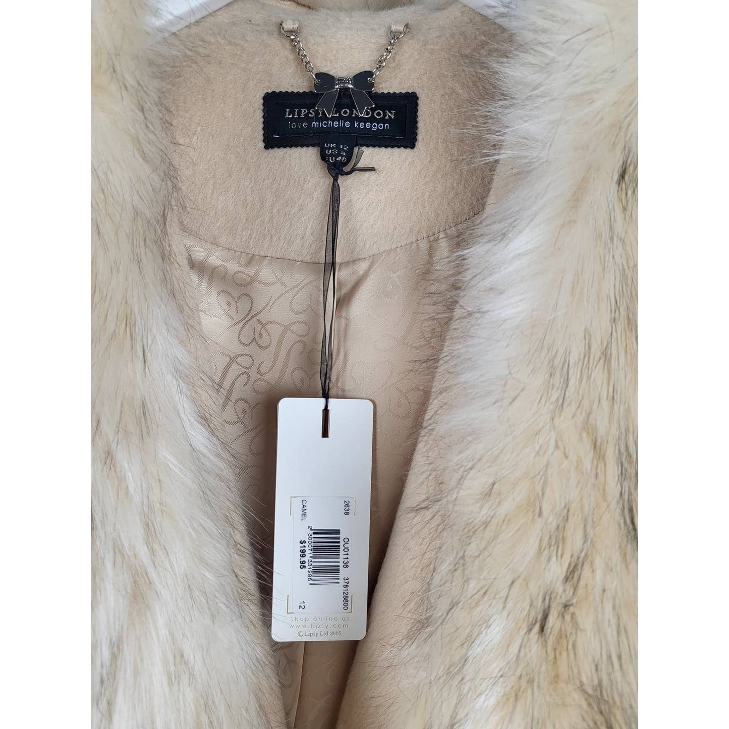 BNWT Beige Fur Collar Coat | Size 12