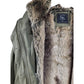 Khaki Jacket with removable Fur Lining and hood | Size XS