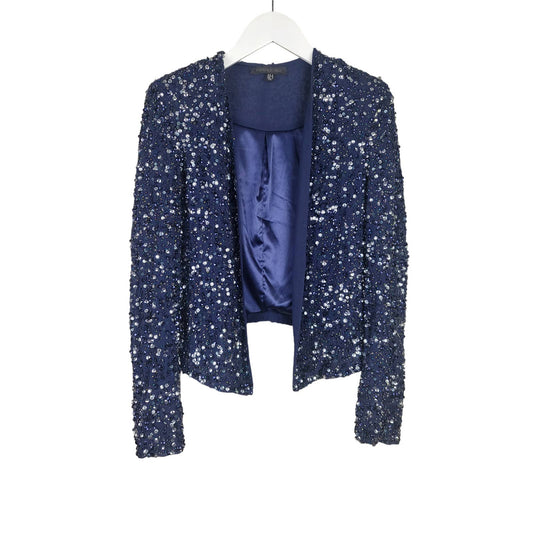 Navy Sequin Beaded Blazer | Size 08