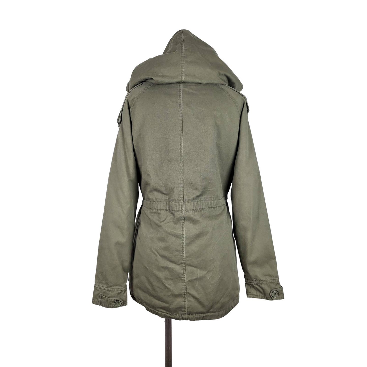 Khaki Jacket with removable Fur Lining and hood | Size XS